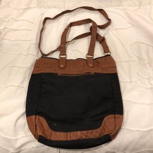 Black and brown tote back